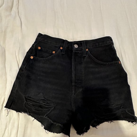 Re/Done Denim Black Cut off shorts - Picture 2 of 4